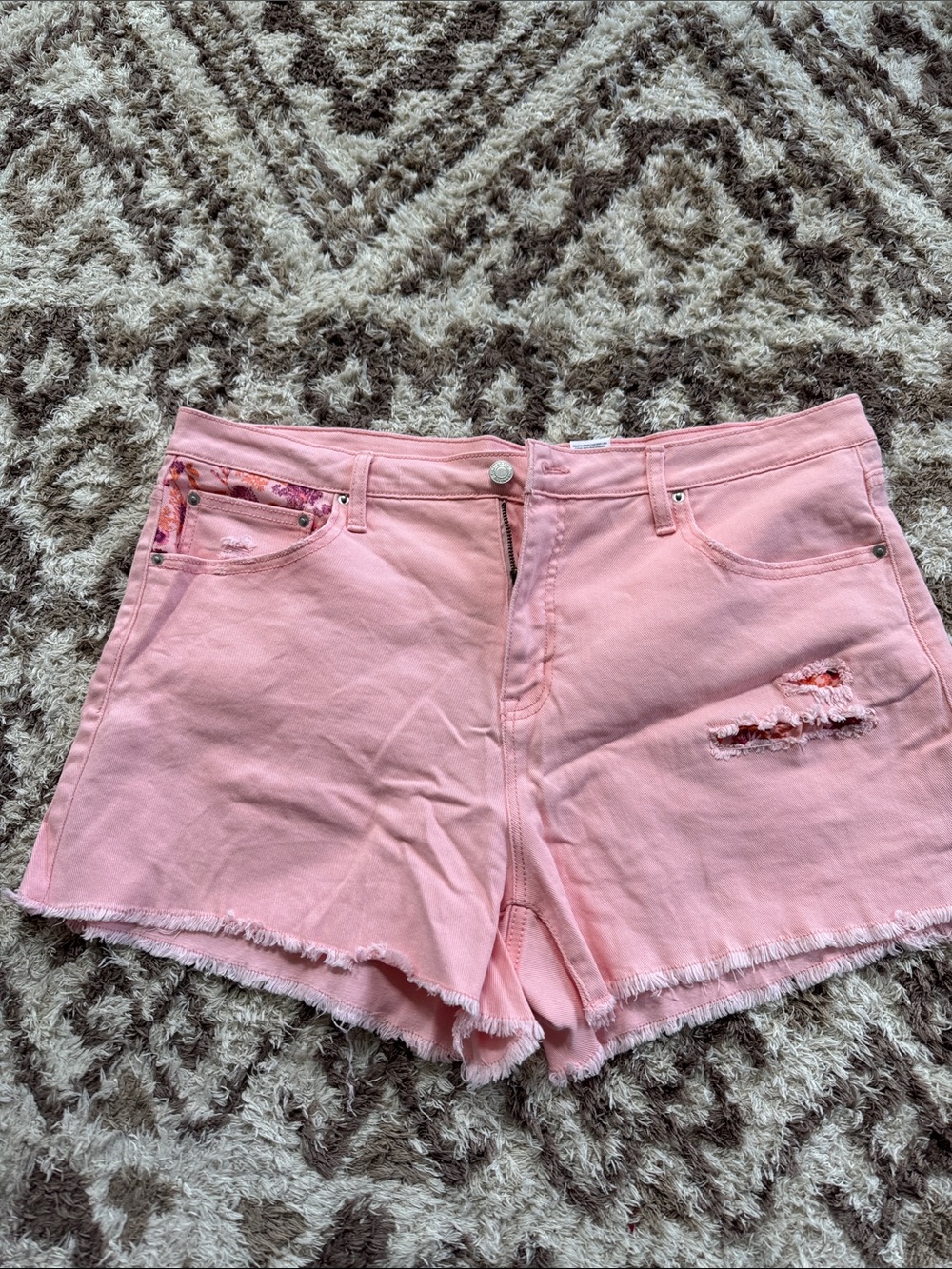 Pink Distressed Women’s Denim Shorts